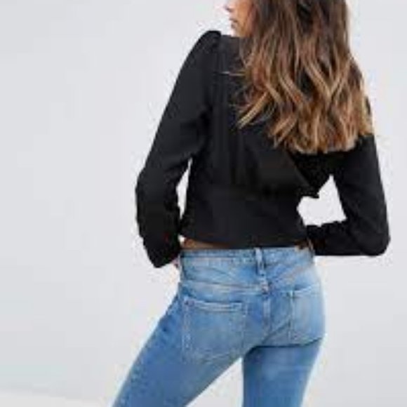 ASOS 40s Style Plunge Blouse - Picture 3 of 11